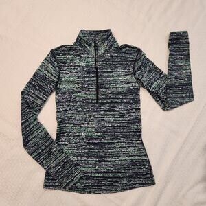 Nike Dri Fit Quarter Zip Pullover Mock Neck size S Small, blue and green